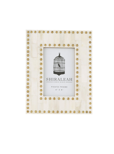 Shiraleah 4"X6" Studded Picture Frame, Ivory