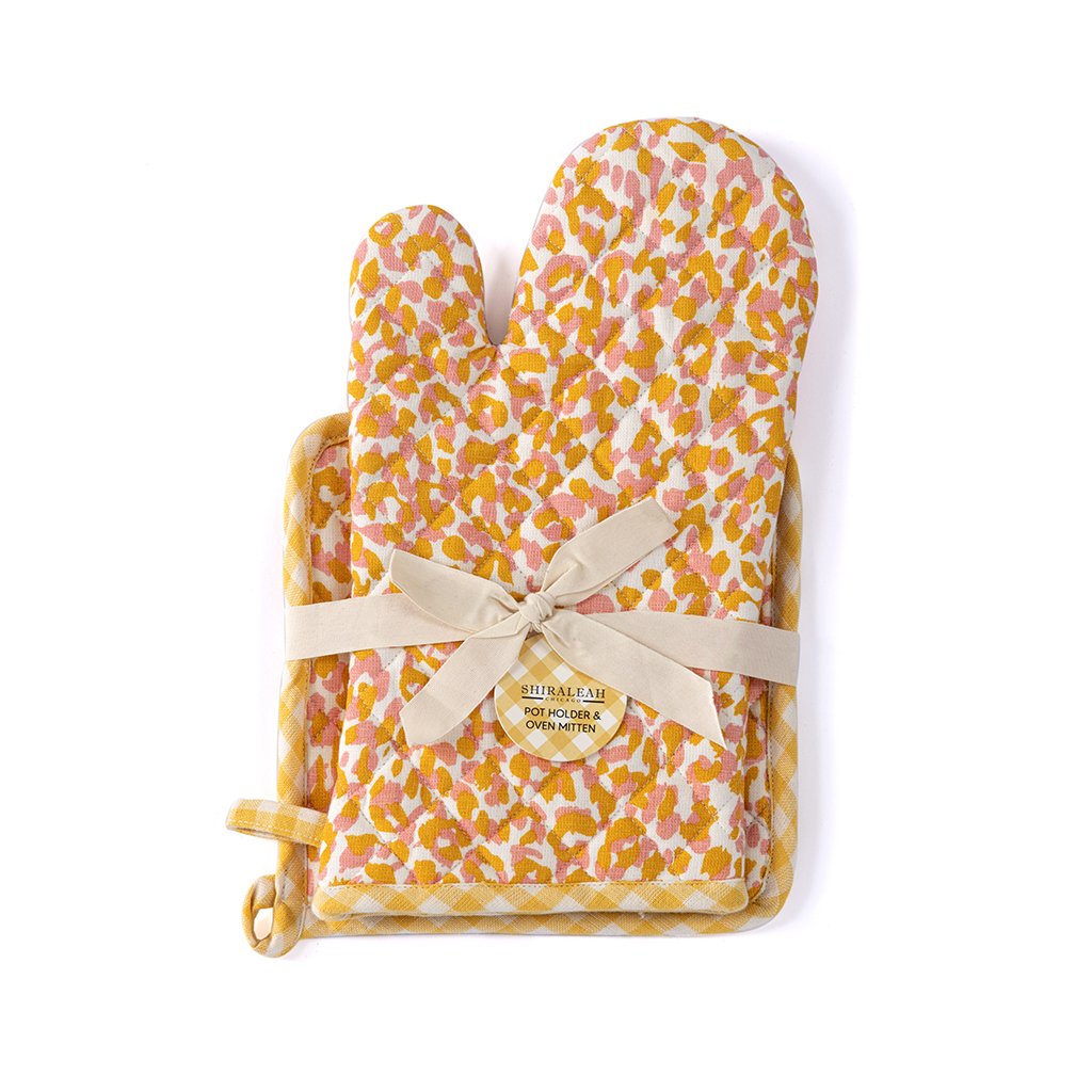 Shiraleah Nora Leopard Print Pot Holder And Oven Mitten Set, Multi - FINAL SALE ONLY