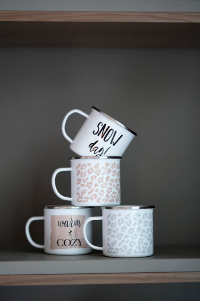 Shiraleah Leopard Print Enamel Mug, Grey - FINAL SALE ONLY