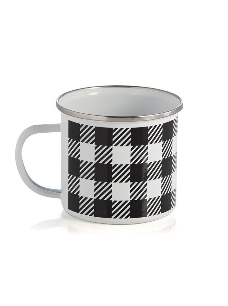 Shiraleah Buffalo Plaid Enamel Mug, Black