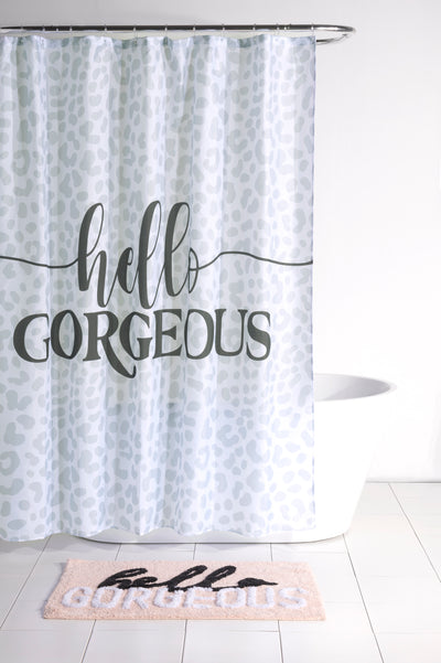 Shiraleah "Hello Gorgeous" Shower Curtain, Grey