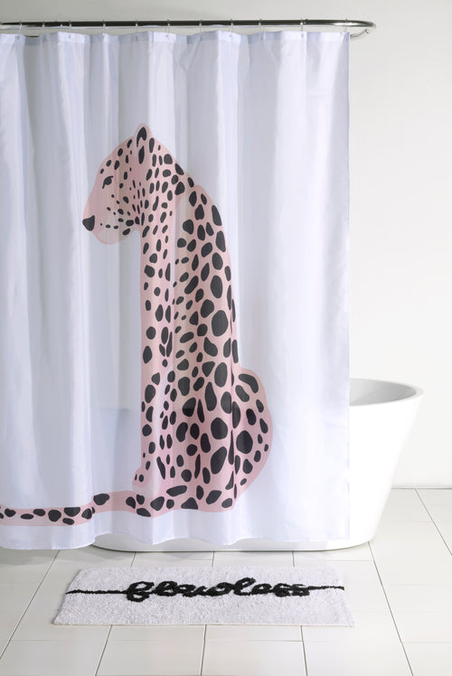 Shiraleah Leopard Shower Curtain, White