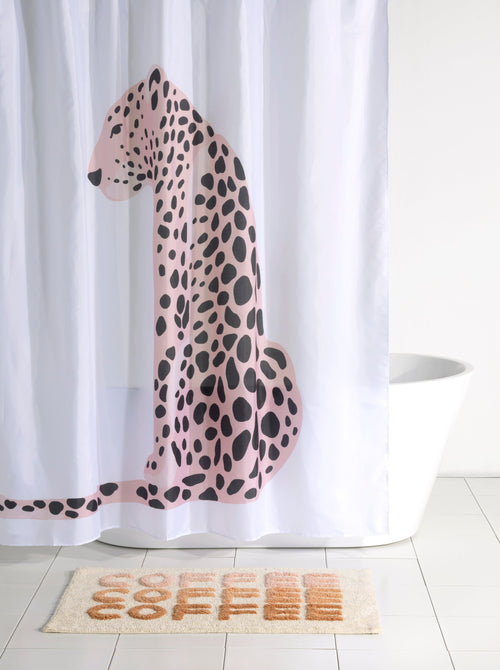 AF 18 Piece Bath Rug Set Leopard Brown Bathroom Rugs Zebra Shower Curtain  Mat/Rings Towel Set- Animal Coffee