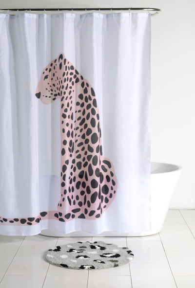Shiraleah Leopard Shower Curtain, White - FINAL SALE ONLY