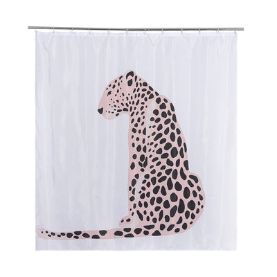 Leopard Shower Curtain, White