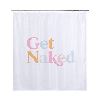 "Get Naked" Shower Curtain, White