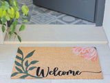 Shiraleah "Welcome" Floral Doormat, Natural