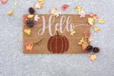 Shiraleah "Hello" Pumpkin Doormat, Natural