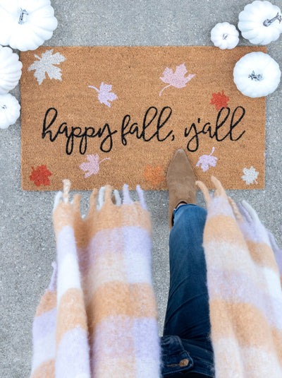 Shiraleah "Happy Fall Y'all" Doormat, Natural - FINAL SALE ONLY