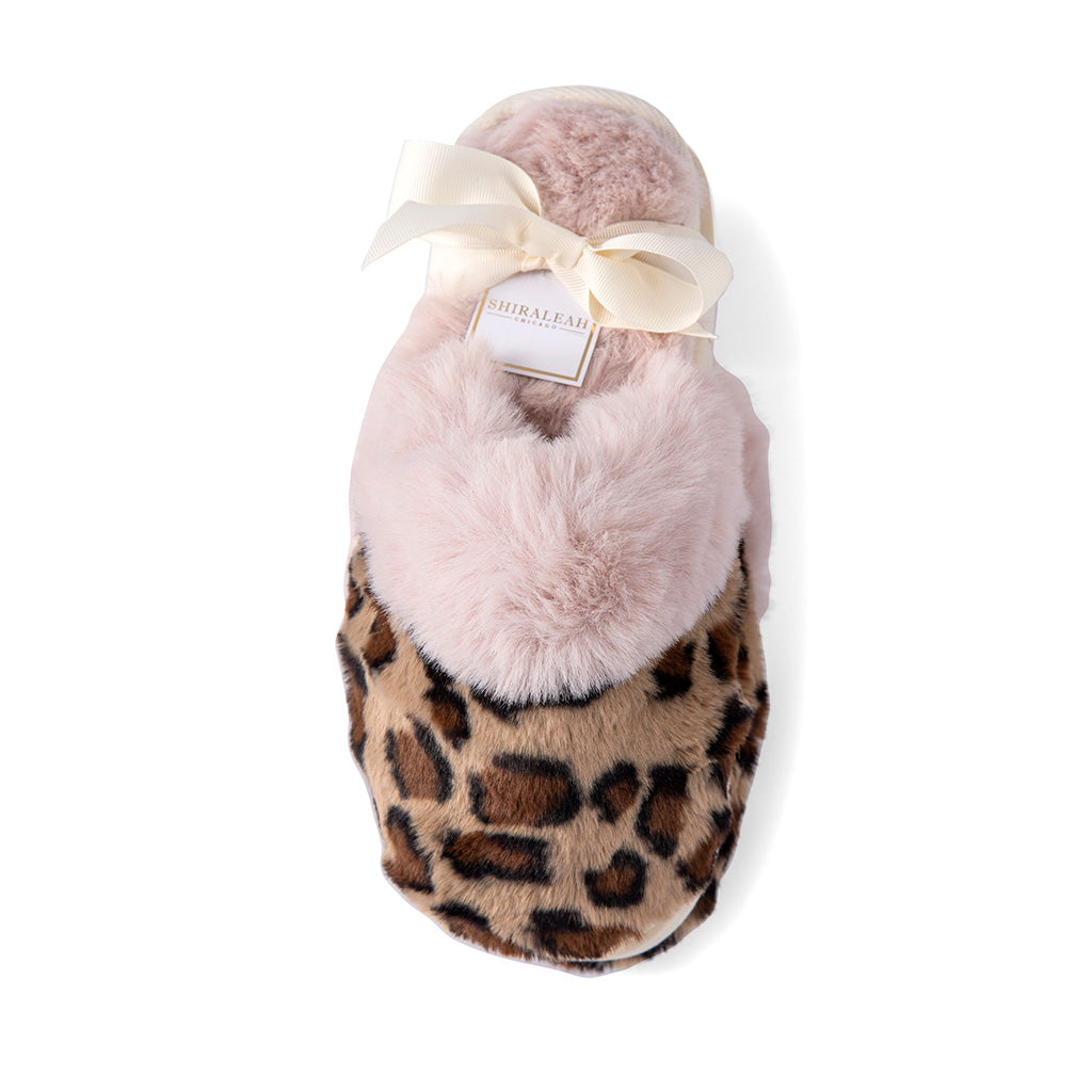 Shiraleah Lavinia Leopard Print Plush Slippers, Multi