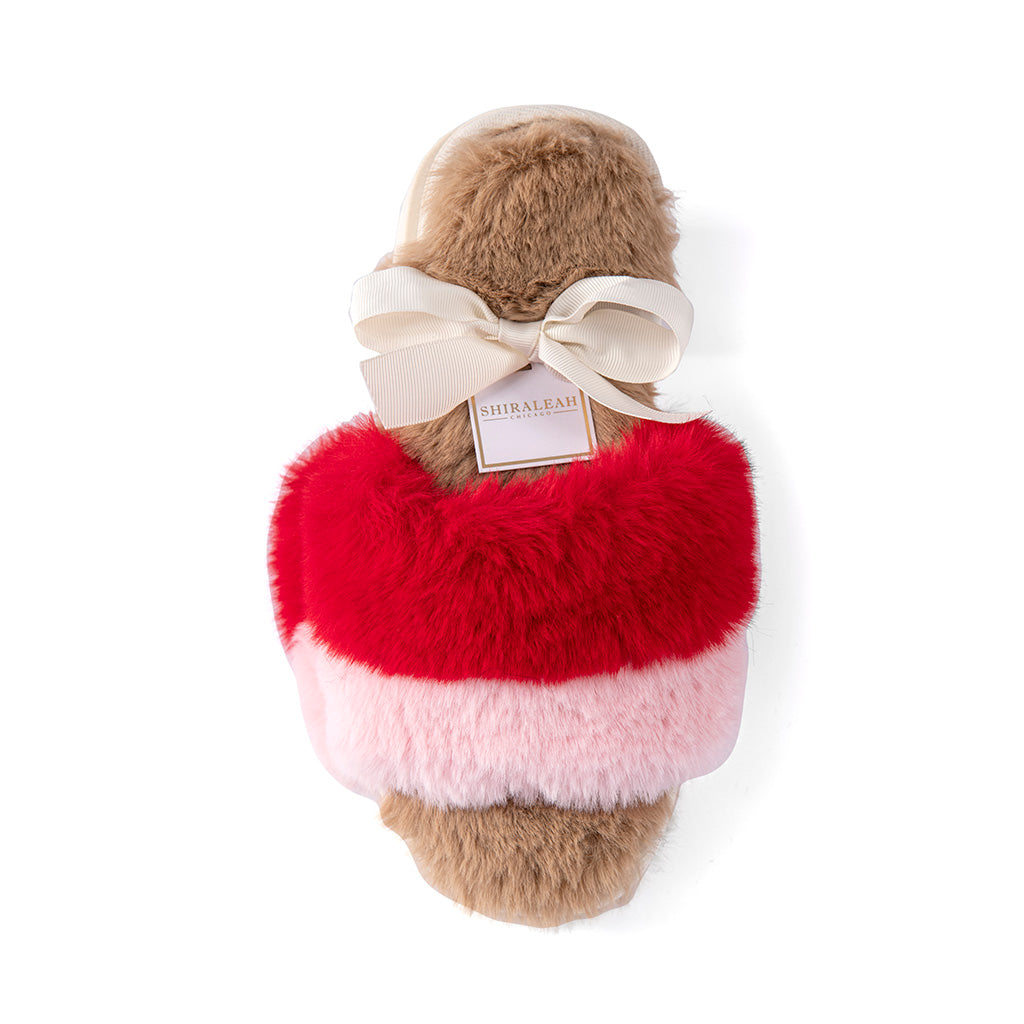 Shiraleah Mora Red and Pink Plush Holiday Slippers, Multi