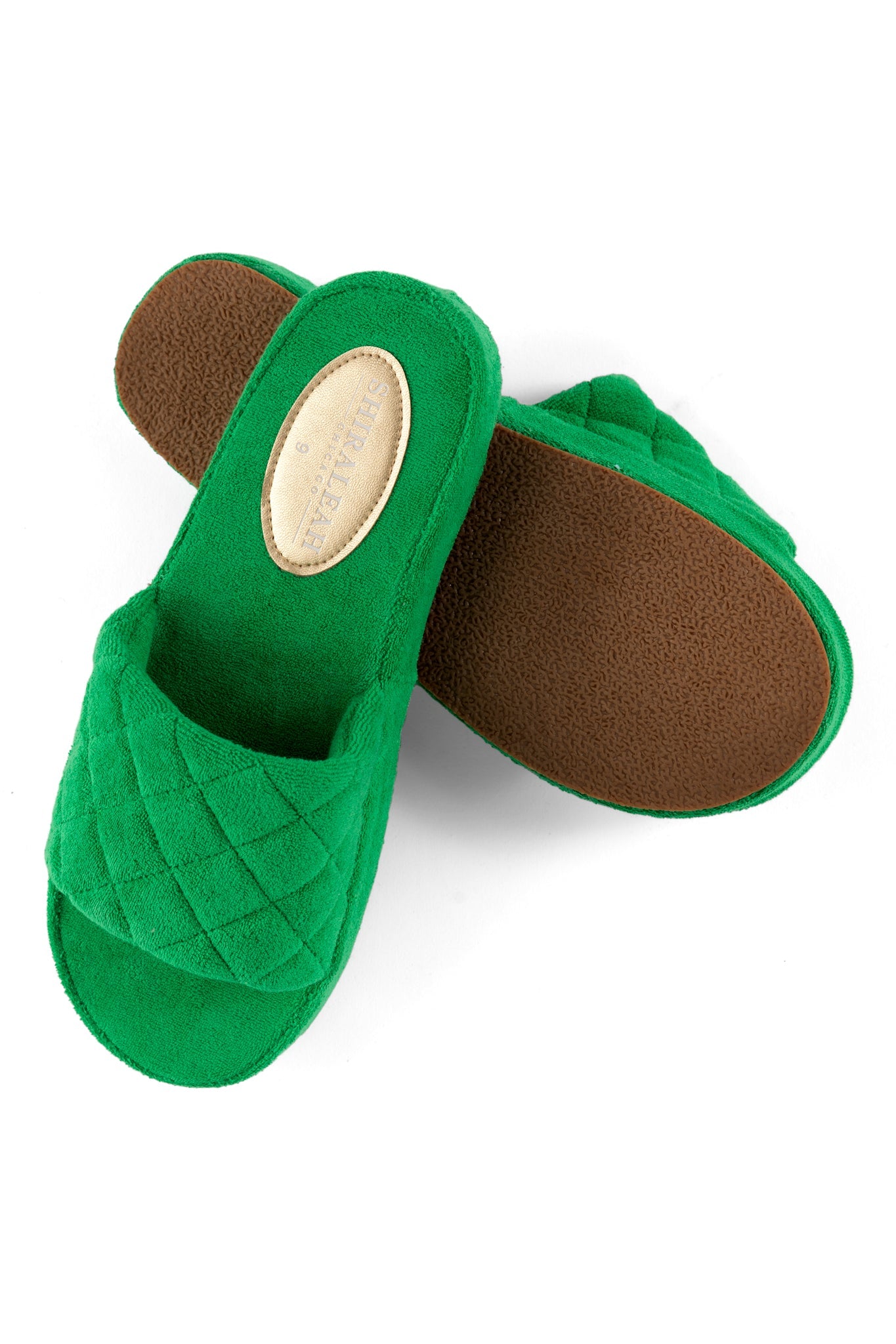 Shiraleah Sol Terrycloth Pool Slides, Green