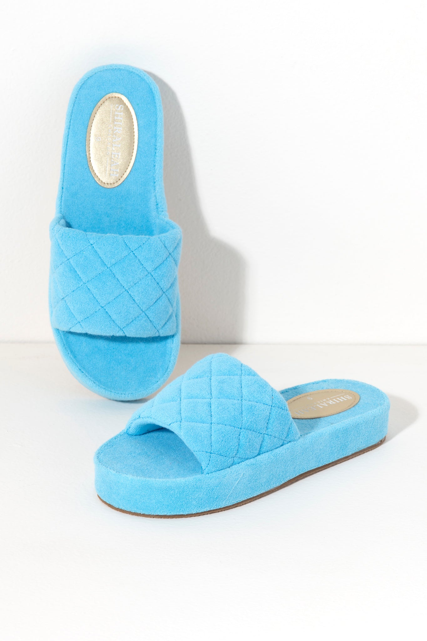 Shiraleah Sol Terrycloth Pool Slides, Turquoise