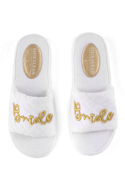 Shiraleah Terrycloth "Bride" Pool Slides, White