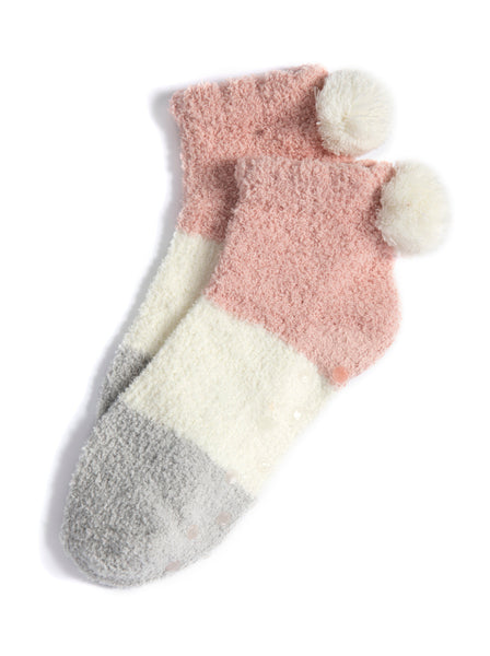 Shiraleah Alma Color Block Plush Home Socks, Pink