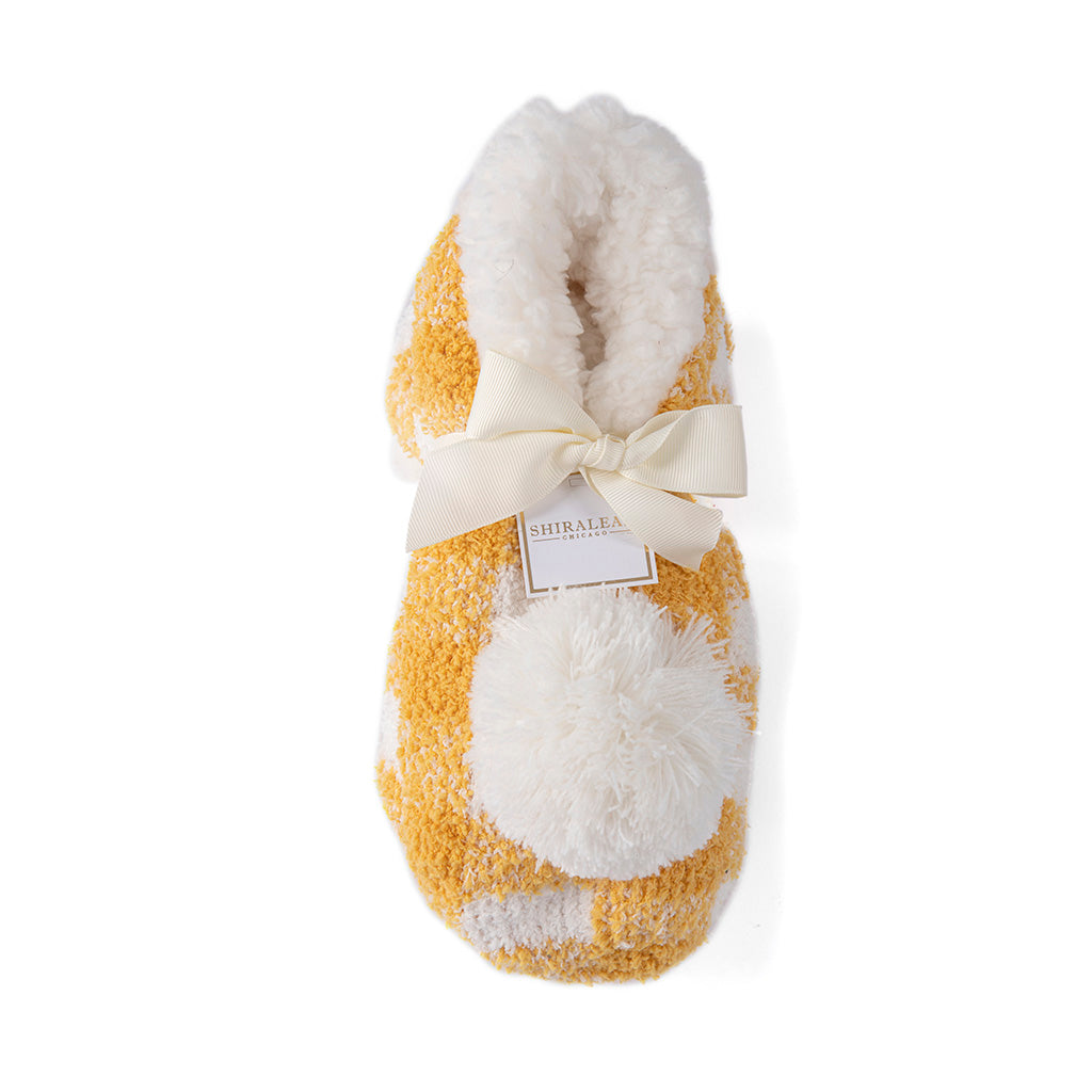 Shiraleah Chlo Plaid Knit Slippers, Yellow