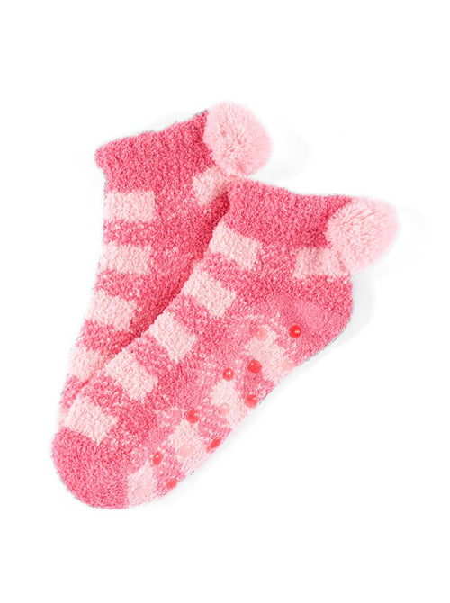 Shiraleah Chlo Plaid Plush Home Socks, Pink