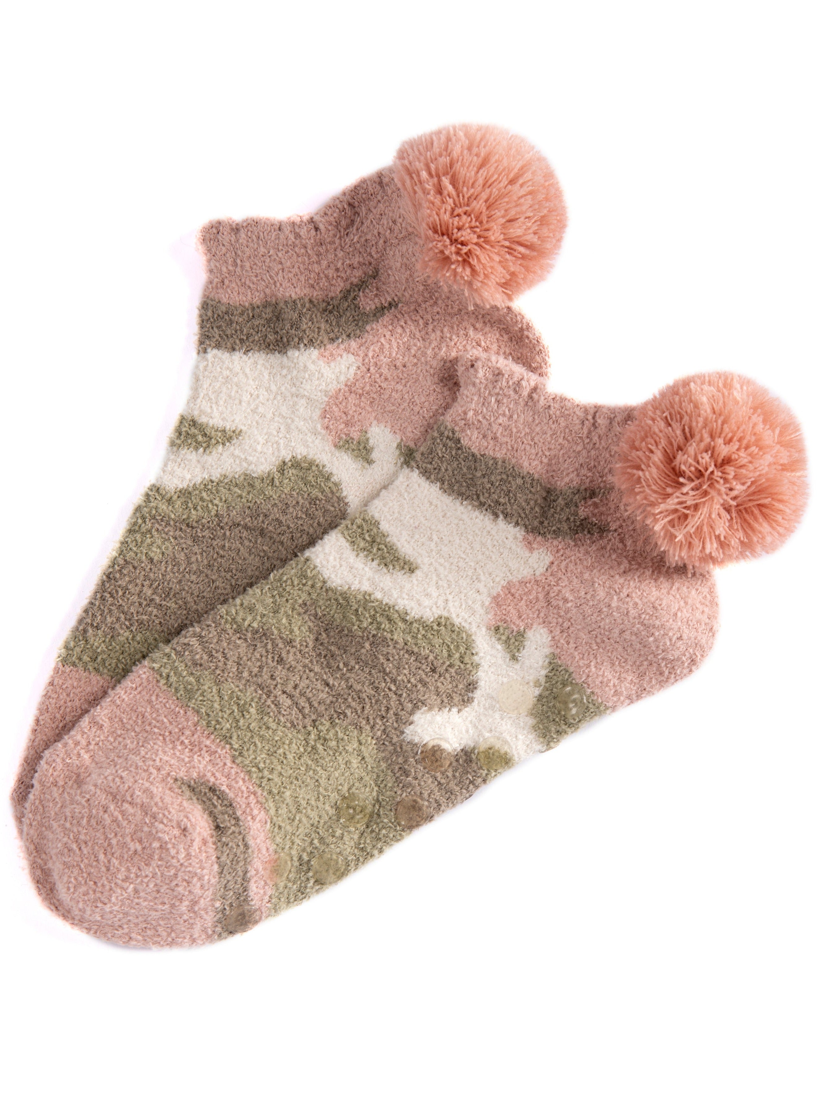 Shiraleah Saffie Blush and Tan Plush Home Socks, Multi