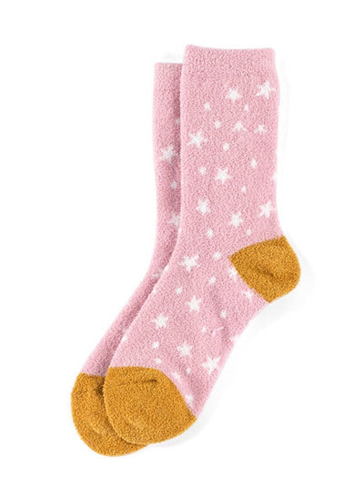 Shiraleah Stella Star Print Plush Socks, Pink