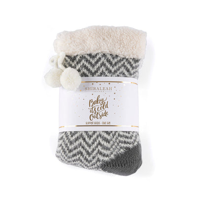 Shiraleah Yancy Knit Slipper Socks, Grey