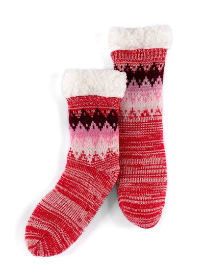 Shiraleah Jules Knit Slipper Socks, Red