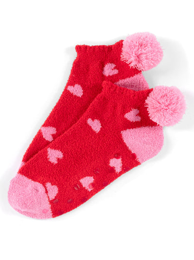 Shiraleah Hearts Home Socks, Red