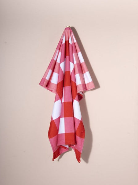 Shiraleah Checks Beach/Pool Towel, Strawberry - FINAL SALE ONLY