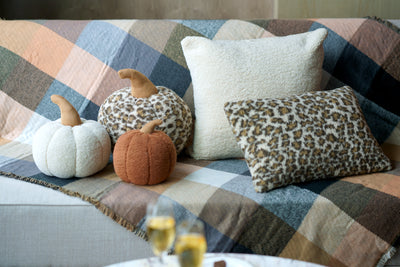 Shiraleah Large Leopard Print Sherpa Pumpkin Pillow, Brown