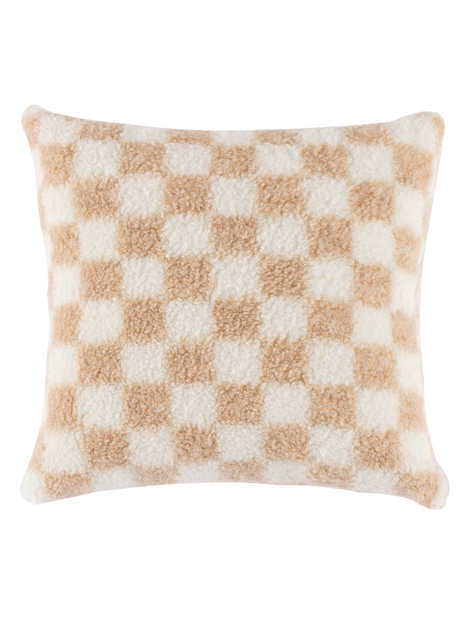 Shiraleah Anya Check Pillow, Tan