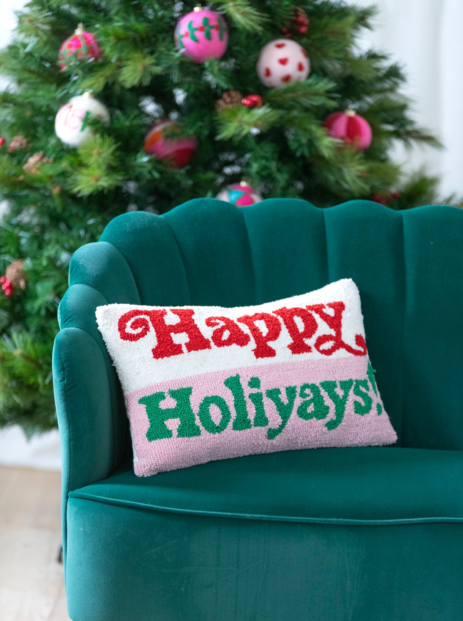 Shiraleah "Happy Holiyays!" Pillow, Multi- FINAL SALE ONLY