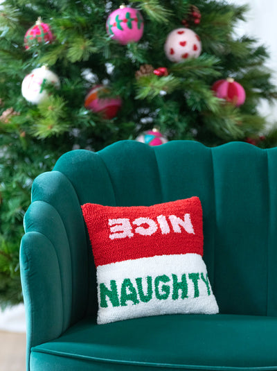 Shiraleah "Naughty/Nice" Pillow, Multi