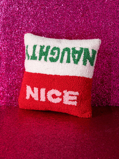 Shiraleah "Naughty/Nice" Pillow, Multi