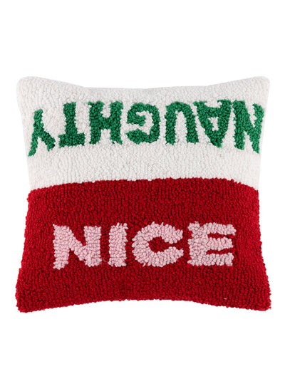 Shiraleah "Naughty / Nice" Pillow, Multi